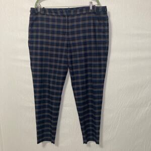 Liz Claiborne Women’s Size 16 Navy Blue Plaid Ankle Pants Stretch Workwear